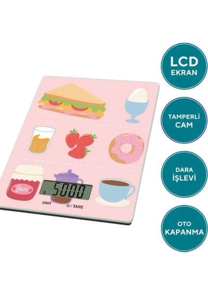 Dijital Hassas Cam Mutfak Tartısı, Beyaz, Kolay ve Güvenilir Ölçüm