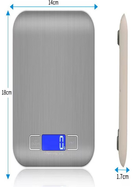 Dijital Ekranlı, Hassas ve Dayanıklı Metalik Mutfak Terazisi, 1g-5kg Kapasite fiyatları