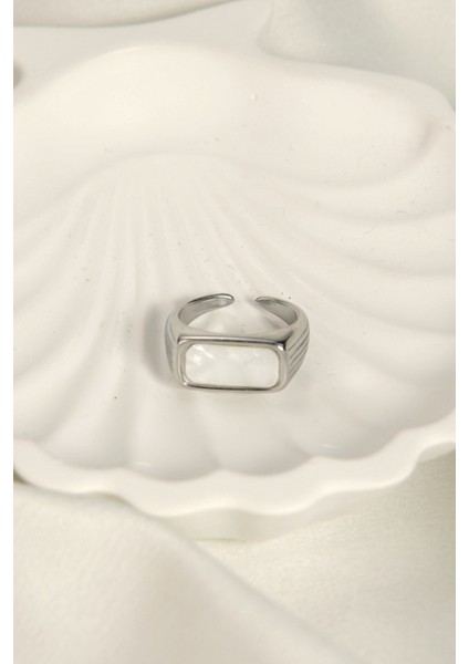 Üzeri Dikdörtgen Taşlı Ayarlanabilir Çelik Yüzük fiyatları