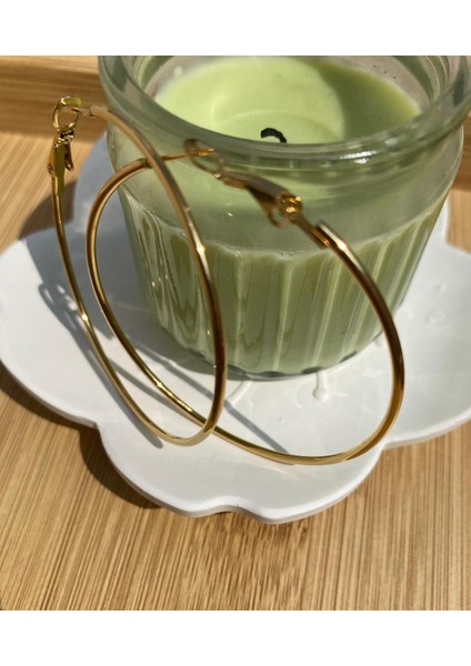 Çelik Gold Renk Klasik Halka Küpe