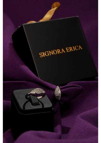 Mekik Desen Üzeri Taşlı Yüzük Aayarlanabilir Çelik Görünümlü Xp