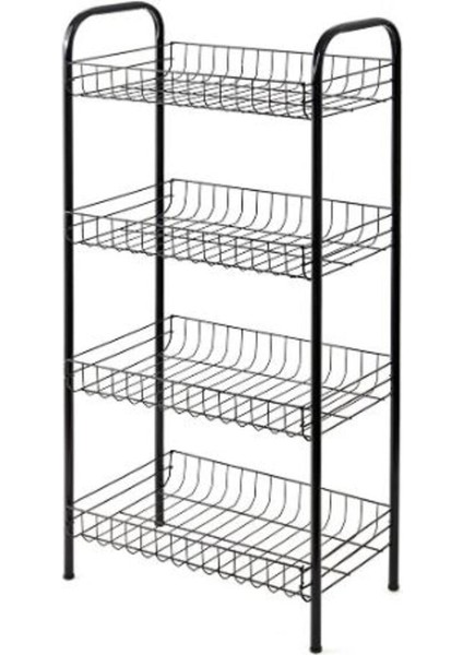 Dört Katlı Siyah Metal Raf, Şık ve Dayanıklı Depolama Çözümü fiyatları