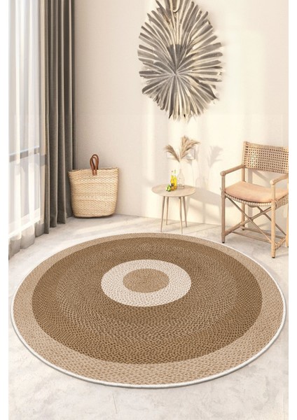 Dekoratif Yıkanabilir, Yuvarlak Kaymaz Tabanlı, Yuvarlak Salon Oturma Odası Halısı - WOOPAMUK494 modelleri
