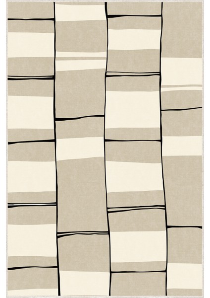 Dekoratif Yıkanabilir, Kaymaz Tabanlı, Modern Salon Oturma Odası Halısı - SFTKECE065 fırsatları