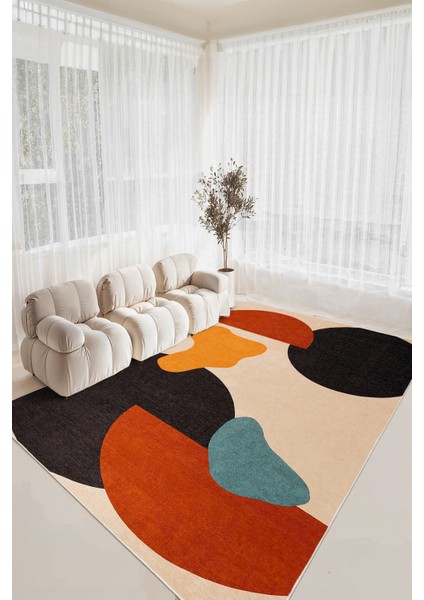 Dekoratif Yıkanabilir, Kaymaz Tabanlı, Modern Mutfak Halısı - WOOPAMUK007