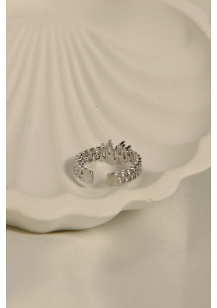 Üzeri Zigzag Baget Taşlı Çelik Görümlü Xp Eklem Yüzüğü fiyatları