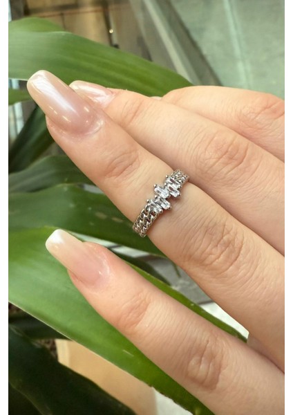 Üzeri Zigzag Baget Taşlı Çelik Görümlü Xp Eklem Yüzüğü indirimleri