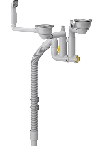 Çift Hazneli Eviye Sifonu, Gri