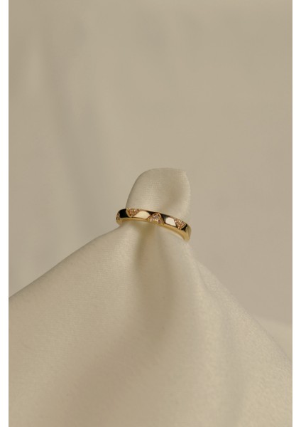 Üzeri Zigzag Baget Taşlı Çelik Görünümlü Xp Eklem Yüzüğü