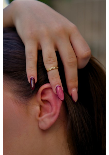 Üzeri Zigzag Baget Taşlı Çelik Görünümlü Xp Eklem Yüzüğü modelleri