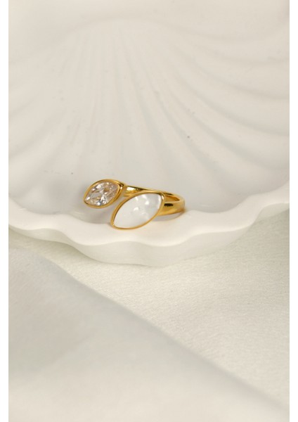 Üzeri Bir Tarafı Zirkon Taşlı Bir Ucu Taşlı Ayarlanabilir Çelik Yüzük fiyatları