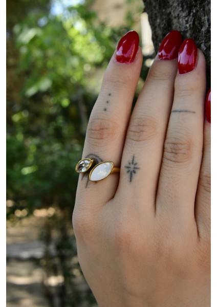 Üzeri Bir Tarafı Zirkon Taşlı Bir Ucu Taşlı Ayarlanabilir Çelik Yüzük fırsatları