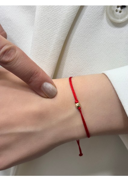 14 Ayar Altın Mini Dorikalı Ipli Bileklik (4 Mm)