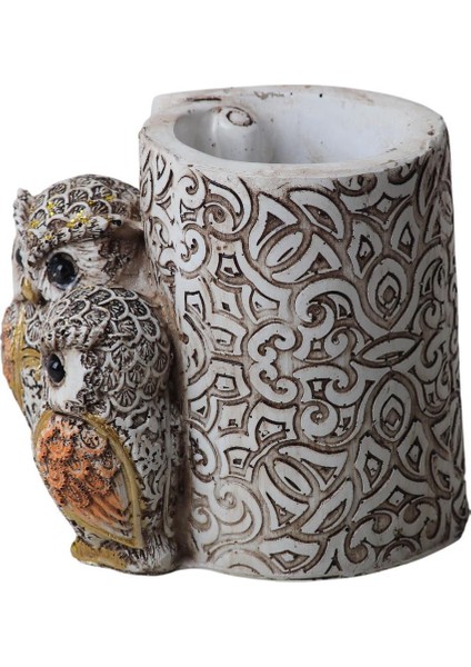 Lüks Işlemeli Aynalı Baykuş Kalemlik Biblo Dekoratif Heykel Ev Ofis Yeni Yıl Hediyelik 9 X7 cm indirimleri