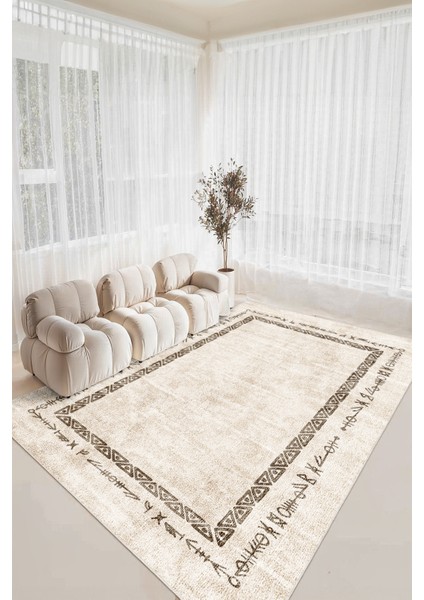 Dekoratif Yıkanabilir, Kaymaz Tabanlı, Salon Oturma Odası Halısı - WOOSOFTKECE008