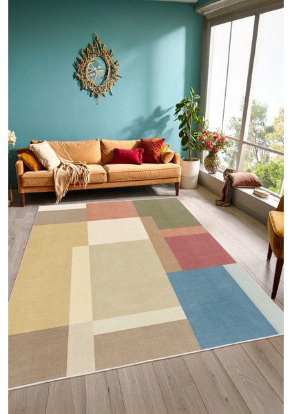 Dekoratif Yıkanabilir, Kaymaz Tabanlı, Modern Salon Oturma Odası Halısı - FR279