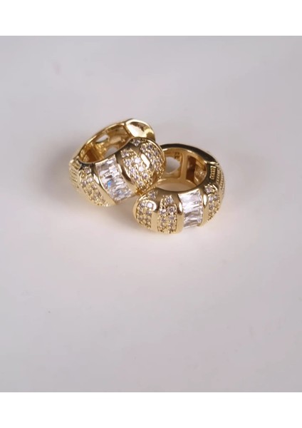 Premium Paslanmaz Çelik Zirkon Taşlı Gold Halka Küpe fırsatları