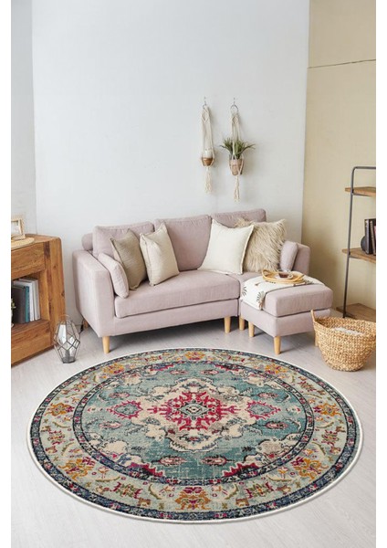 Dekoratif Yıkanabilir, Yuvarlak Kaymaz Tabanlı, Yuvarlak Salon Oturma Odası Halısı - WOOPAMUK495 fiyatları