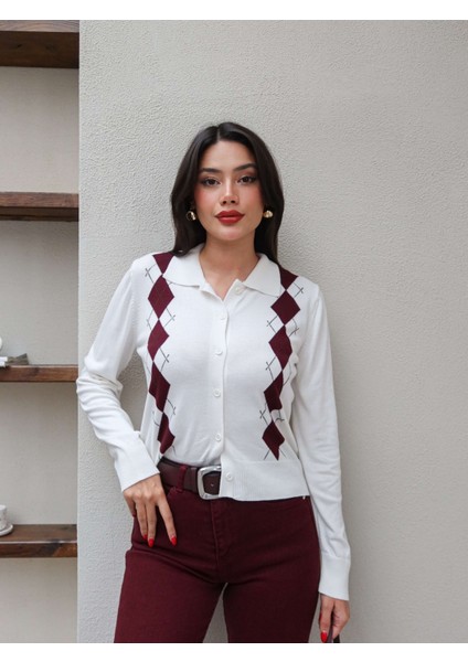 Polo Yaka Baklava Desen Hırka fiyatları
