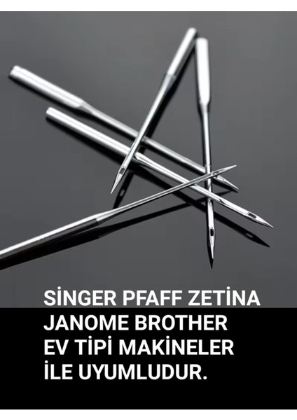 Kalın Kumaşlar Için 18 Numara Dikiş Iğnesi, 10 Adet, Metalik Görünüm modelleri