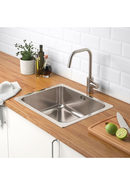 Tek Gözlü Eviye, Paslanmaz Çelik, 56X46 cm modelleri