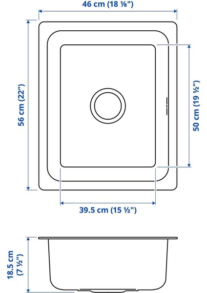 Tek Gözlü Eviye, Paslanmaz Çelik, 56X46 cm fırsatları