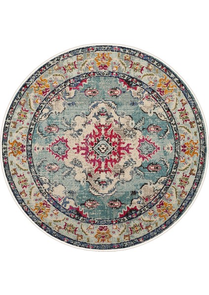 Dekoratif Yıkanabilir, Yuvarlak Kaymaz Tabanlı, Yuvarlak Salon Oturma Odası Halısı - WOOPAMUK495 fırsatları