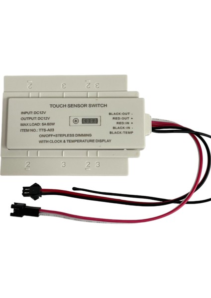 12 Volt Dokunmatik (Touch) Ayna Arkası Sensör Saat Termometre
