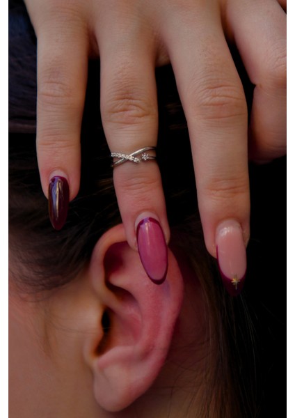 Sonsuzluk Desenli Üzeri Taşlı Çelik Görünümlü Xp Eklem Yüzüğü modelleri