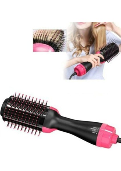 Siyah Saç Düzleştirici ve Şekillendirici Fön Fırçası Tarak Seti