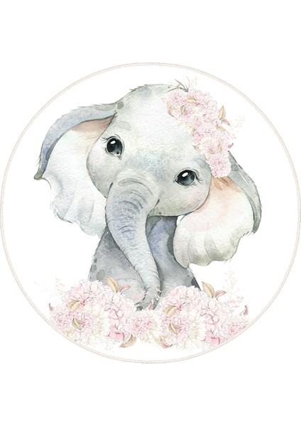 Dekoratif Yıkanabilir, Yuvarlak Kaymaz Tabanlı, Salon - Yuvarlak Çocuk Odası Halısı - WOOPAMUK150 fırsatları