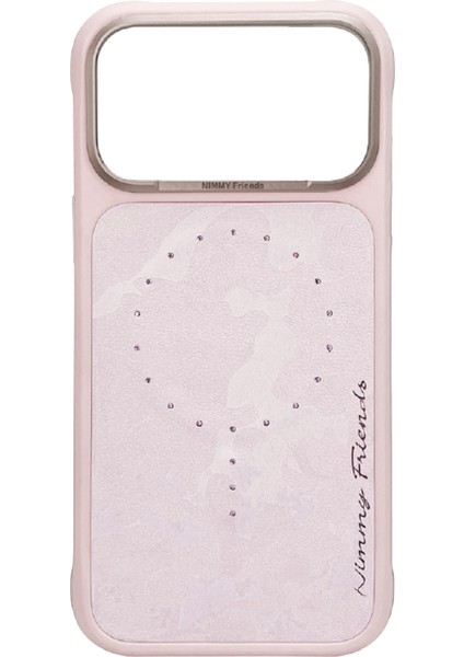iPhone 17 Pro Max Uyumlu Magsafe Özellikli Keten Kumaş Taş Detaylı Magnetic Fashion Kılıf 04