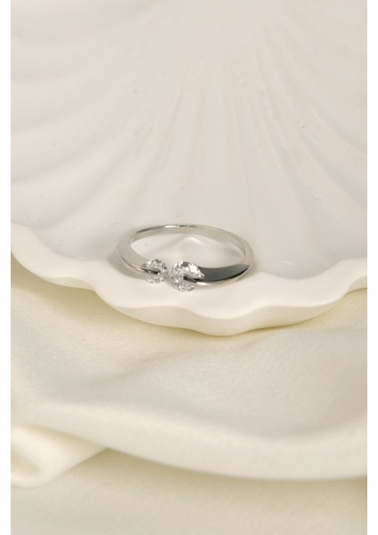 Biri Küçük Biri Büyük Zirkon Taşlı Ayarlanabilir Çelik Yüzük fiyatları