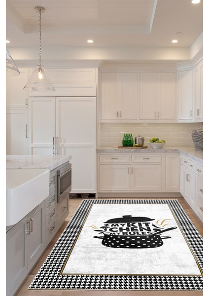 Dekoratif Yıkanabilir, Kaymaz Tabanlı, Modern Mutfak Halısı - WOOKECE1572 modelleri