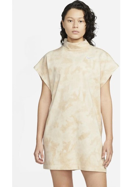 Sportswear Women's Oversized Fit Washed Jersey Dress Kadın Oversize Elbise Tişört Bej