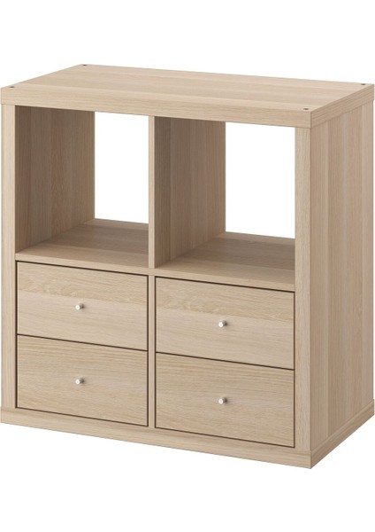 Açık Raf Ünitesi, Ağartılmış Meşe Görünümlü, 77X77 Cm, Çekmeceli