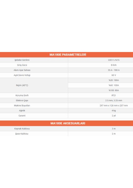MA180E Inverter Kaynak Makinesi 180A fiyatları