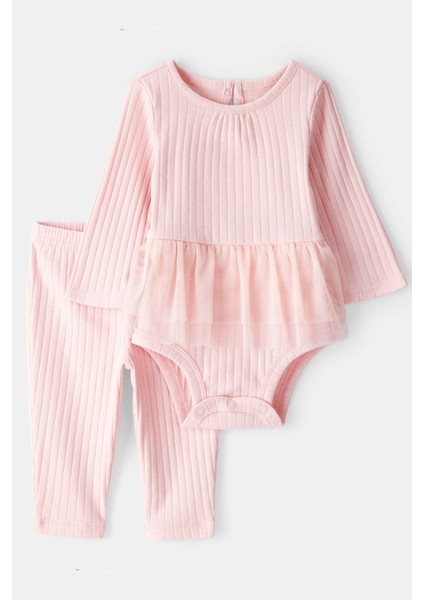 Kız Bebek Pembe Body Pantolon