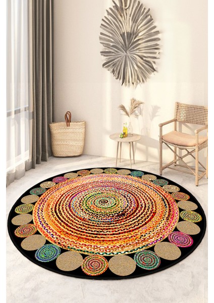 Dekoratif Yıkanabilir, Yuvarlak Kaymaz Tabanlı, Salon - Oturma Odası Halısı - WOOKECE951DÜZ fiyatları