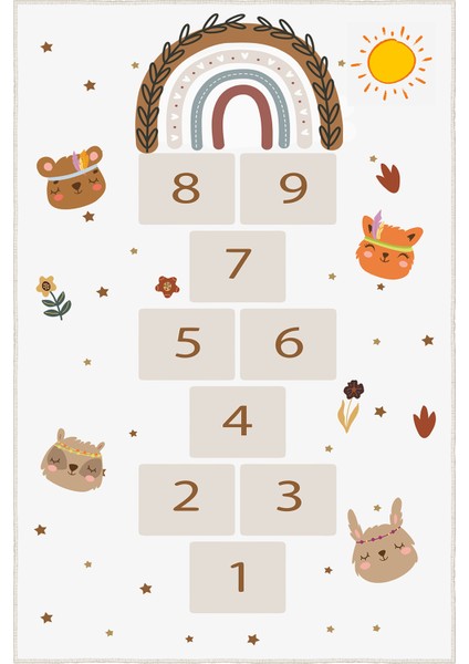 Dekoratif Yıkanabilir, Kaymaz Tabanlı, Modern Salon - Çocuk Odası Oyun Halısı - WOOKECE1557 fırsatları