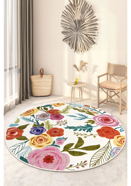 Dekoratif Yıkanabilir, Yuvarlak Kaymaz Tabanlı, Salon - Oturma Odası Halısı- FR69 fiyatları