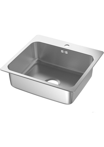 Tek Gözlü Eviye, Paslanmaz Çelik, 56X53 cm