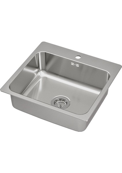 Tek Gözlü Eviye, Paslanmaz Çelik, 56X53 cm