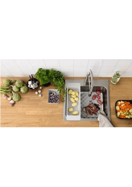 Tek Gözlü Eviye, Paslanmaz Çelik, 56X53 cm modelleri