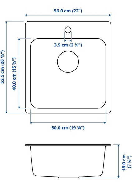 Tek Gözlü Eviye, Paslanmaz Çelik, 56X53 cm fiyatları