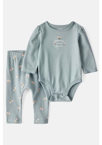 Kız Bebek Yeşil Body Pantolon