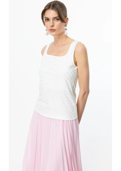 56452 Onteks Taşlı Kare Yaka Bluz modelleri