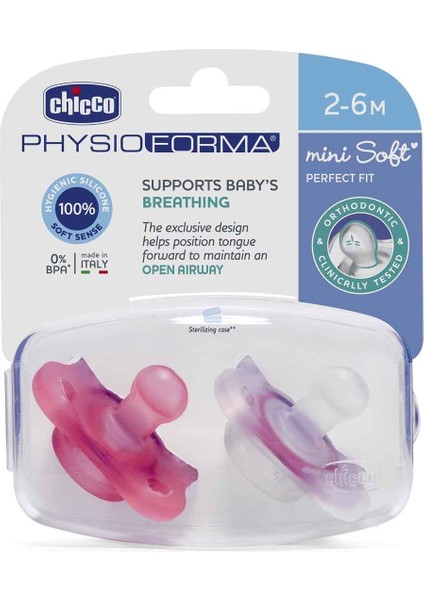 Chicco Physioforma Mini Soft 2'li Emzik 2-6 Ay Kız