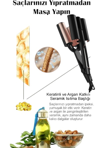 32MM Wag ve Su Dalgası Saç Maşası HRS-550, Siyah Renk fırsatları