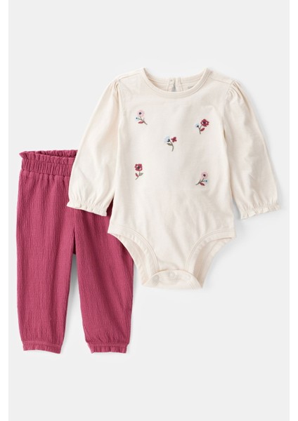 Kız Bebek Pembe Body Pantolon